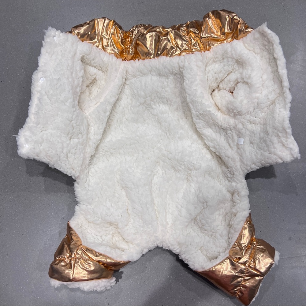 NEW | Gold Winter Dog Puppy Puffer Jacket Outerwear with Fleece Lining - Picture 6 of 8